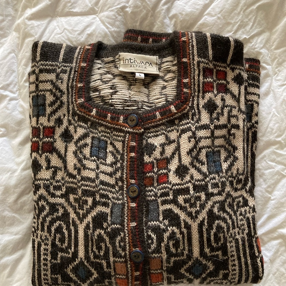 Vintage Intiwara Alpaca Cardigan Sweater